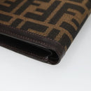 FENDI Zucca Canvas Bifold Wallet Black Brown Auth 125018-15