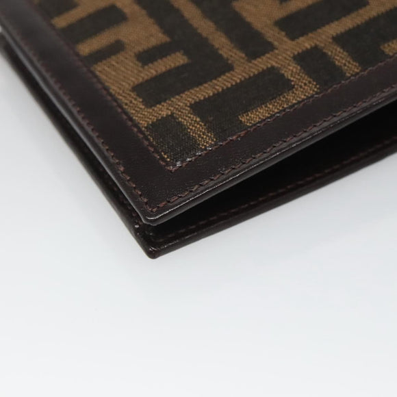 FENDI Zucca Canvas Bifold Wallet Black Brown Auth 125018
