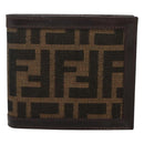 FENDI Zucca Canvas Bifold Wallet Black Brown Auth 125018-13