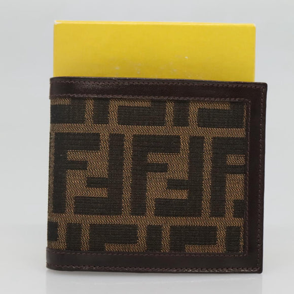FENDI Zucca Canvas Bifold Wallet Black Brown Auth 125018