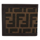 FENDI Zucca Canvas Bifold Wallet Black Brown Auth 125018-2