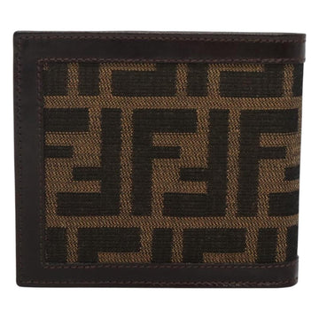 FENDI Zucca Canvas Bifold Wallet Black Brown Auth 125018 - 0