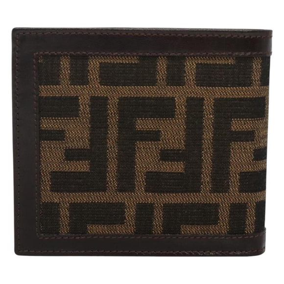 FENDI Zucca Canvas Bifold Wallet Black Brown Auth 125018