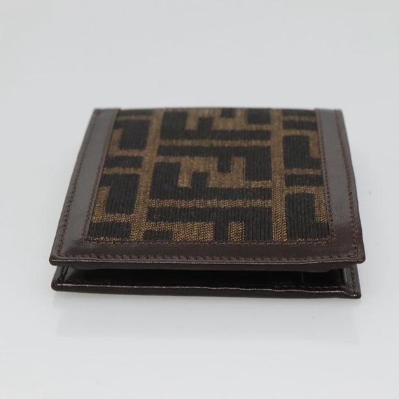 FENDI Zucca Canvas Bifold Wallet Black Brown Auth 125018