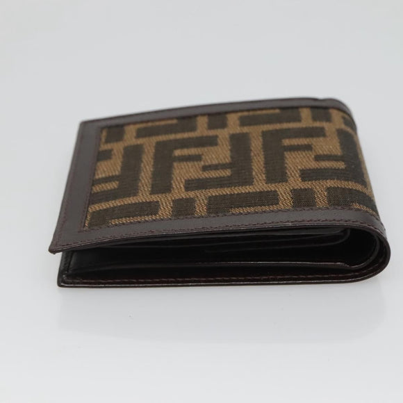 FENDI Zucca Canvas Bifold Wallet Black Brown Auth 125018