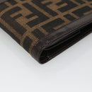 FENDI Zucca Canvas Bifold Wallet Black Brown Auth 125018-7