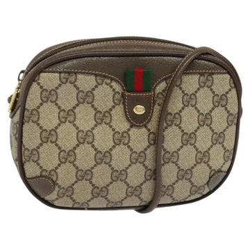 GUCCI GG Supreme Web Sherry Line Bag PVC Beige Gold 89 02 066 Auth 125020