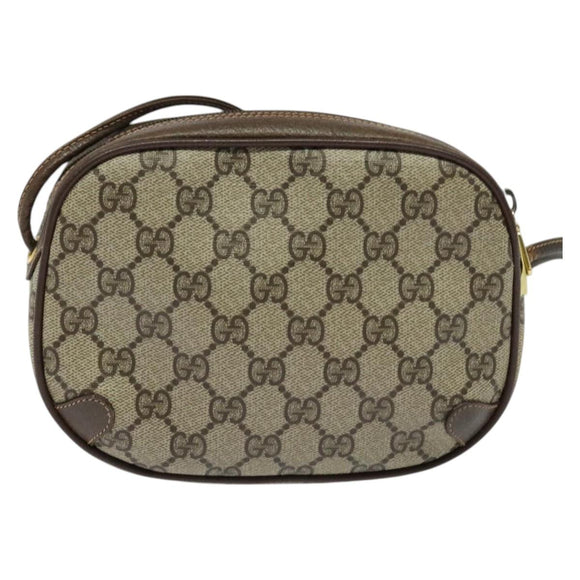 GUCCI GG Supreme Web Sherry Line Bag PVC Beige Gold 89 02 066 Auth 125020