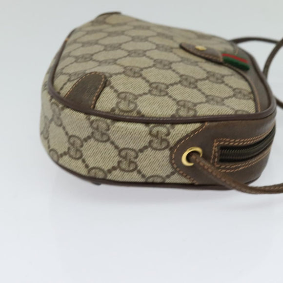 GUCCI GG Supreme Web Sherry Line Bag PVC Beige Gold 89 02 066 Auth 125020