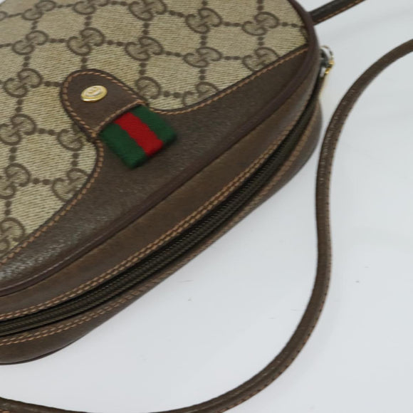 GUCCI GG Supreme Web Sherry Line Bag PVC Beige Gold 89 02 066 Auth 125020