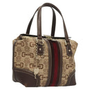 GUCCI Hand Bag Canvas Brown Gold 146002 Auth 125025-1