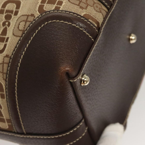 GUCCI Hand Bag Canvas Brown Gold 146002 Auth 125025