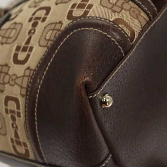 GUCCI Hand Bag Canvas Brown Gold 146002 Auth 125025