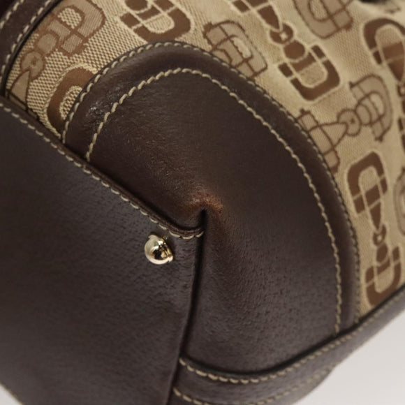 GUCCI Hand Bag Canvas Brown Gold 146002 Auth 125025