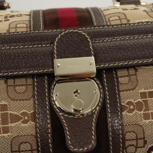 GUCCI Hand Bag Canvas Brown Gold 146002 Auth 125025