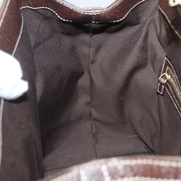 GUCCI Hand Bag Canvas Brown Gold 146002 Auth 125025