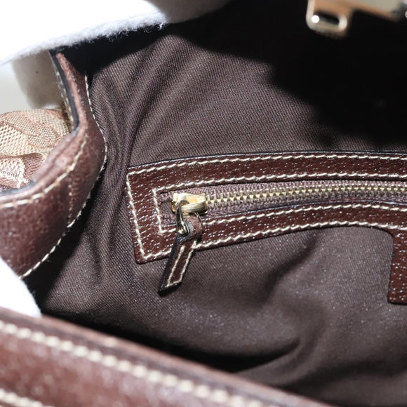 GUCCI Hand Bag Canvas Brown Gold 146002 Auth 125025