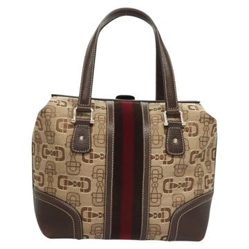 GUCCI Hand Bag Canvas Brown Gold 146002 Auth 125025 - 0
