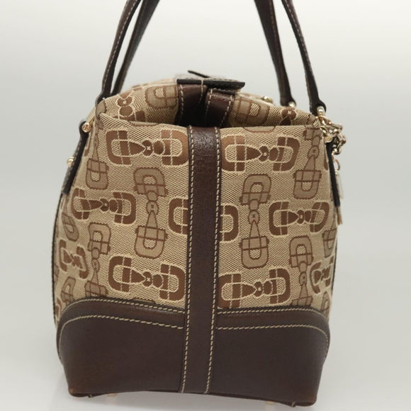 GUCCI Hand Bag Canvas Brown Gold 146002 Auth 125025