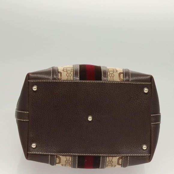 GUCCI Hand Bag Canvas Brown Gold 146002 Auth 125025