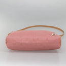 FENDI Zucchino Canvas Shoulder Bag Pink Silver Auth 125032-7