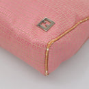FENDI Zucchino Canvas Shoulder Bag Pink Silver Auth 125032-10