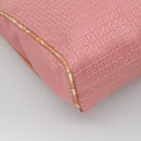 FENDI Zucchino Canvas Shoulder Bag Pink Silver Auth 125032-15
