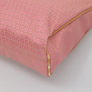 FENDI Zucchino Canvas Shoulder Bag Pink Silver Auth 125032-16