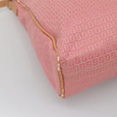 FENDI Zucchino Canvas Shoulder Bag Pink Silver Auth 125032-17