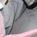 FENDI Zucchino Canvas Shoulder Bag Pink Silver Auth 125032-11