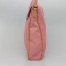 FENDI Zucchino Canvas Shoulder Bag Pink Silver Auth 125032-3
