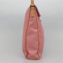 FENDI Zucchino Canvas Shoulder Bag Pink Silver Auth 125032-4