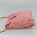 FENDI Zucchino Canvas Shoulder Bag Pink Silver Auth 125032-5