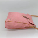 FENDI Zucchino Canvas Shoulder Bag Pink Silver Auth 125032-6