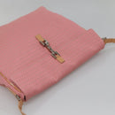 FENDI Zucchino Canvas Shoulder Bag Pink Silver Auth 125032-8
