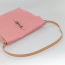 FENDI Zucchino Canvas Shoulder Bag Pink Silver Auth 125032-9