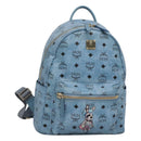 MCM Logogram Vicetos Backpack PVC Leather Light Blue Auth 125034-1