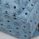 MCM Logogram Vicetos Backpack PVC Leather Light Blue Auth 125034-10