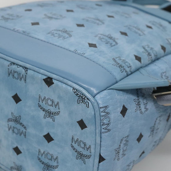 MCM Logogram Vicetos Backpack PVC Leather Light Blue Auth 125034