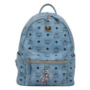MCM Logogram Vicetos Backpack PVC Leather Light Blue Auth 125034-2