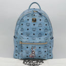 MCM Logogram Vicetos Backpack PVC Leather Light Blue Auth 125034-24