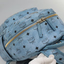 MCM Logogram Vicetos Backpack PVC Leather Light Blue Auth 125034-4