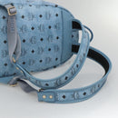 MCM Logogram Vicetos Backpack PVC Leather Light Blue Auth 125034-7