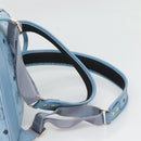 MCM Logogram Vicetos Backpack PVC Leather Light Blue Auth 125034-8