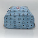 MCM Logogram Vicetos Backpack PVC Leather Light Blue Auth 125034-9