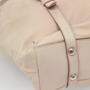 PRADA Shoulder Bag Leather Beige Silver Auth 125050-11