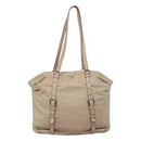 PRADA Shoulder Bag Leather Beige Silver Auth 125050-2