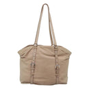 PRADA Shoulder Bag Leather Beige Silver Auth 125050-3