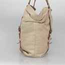 PRADA Shoulder Bag Leather Beige Silver Auth 125050-5