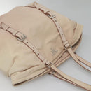 PRADA Shoulder Bag Leather Beige Silver Auth 125050-6